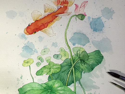 水彩荷花（个人主页-ZMjA0NzI0MzY=） - 绘画 - 站酷设计师爱画画的馋猫原创素材 - 站酷ZCOOL