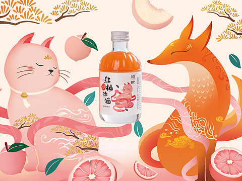 国潮插画｜初时米酒包装设计