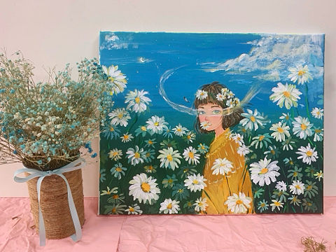 少女与花