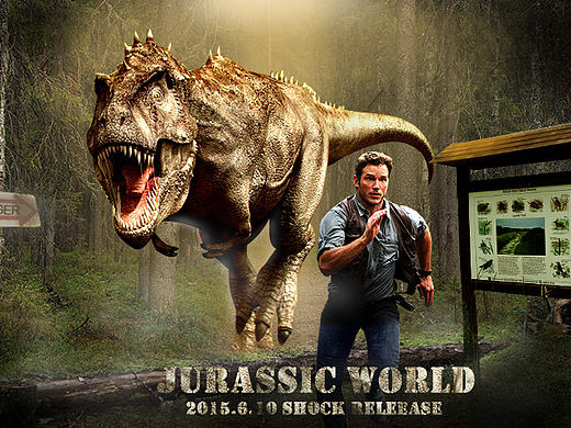 临摹卓松大师合成海报-侏罗纪世界