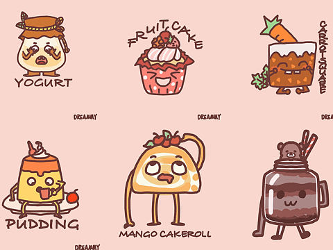 原创插画doodle风甜点