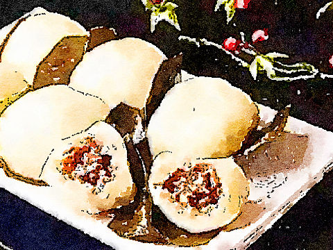 水彩美食插画-叶儿粑