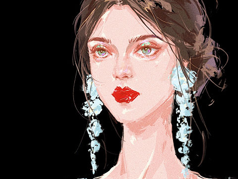 原创插画复古女郎