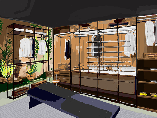 衣帽间空间-家装设计359002年前镜子楼梯插画-商业插画3年前某会所