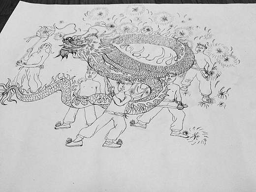 舞龙插画