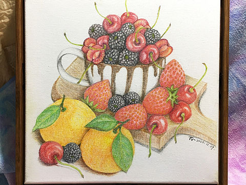 画布彩铅《集美水果》