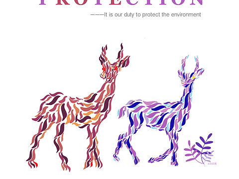 procreate插画|五彩小鹿