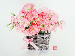 水彩花卉 原创作品 美丽的粉色花朵 