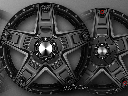 汽車輪毂設計 - Sketch Render