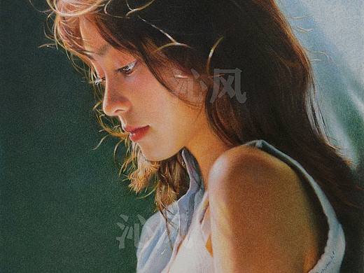 彩铅色粉人像——小时光