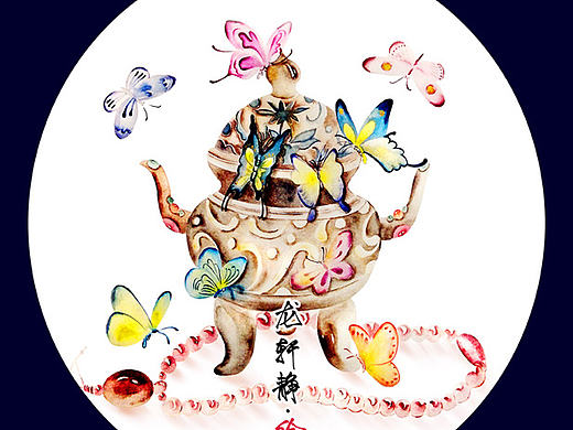 古风水彩手绘小物