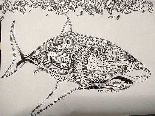 黑白装饰画手绘系列之完美生灵