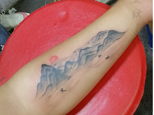 半甲花臂纹身遮盖疤痕修改老旧纹身那样水冶纹身金左堂