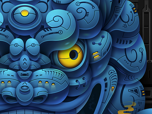 机械瑞兽【青狮】-潮流插画