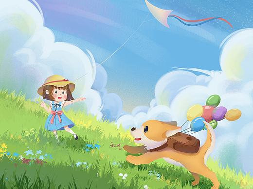 放风筝_儿插（个人主页-ZNTk2NjY0MDg=） - 儿童插画 - 站酷设计师古人诗_原创素材 - 站酷ZCOOL