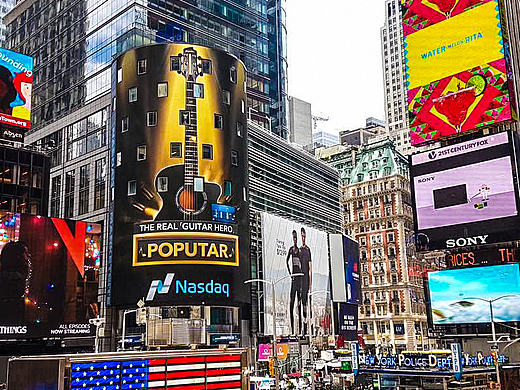 poputar登陆纳斯达克大屏