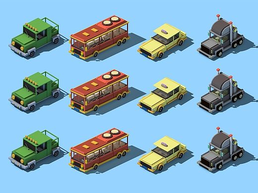 Lowpoly风格汽车模型(GIF)