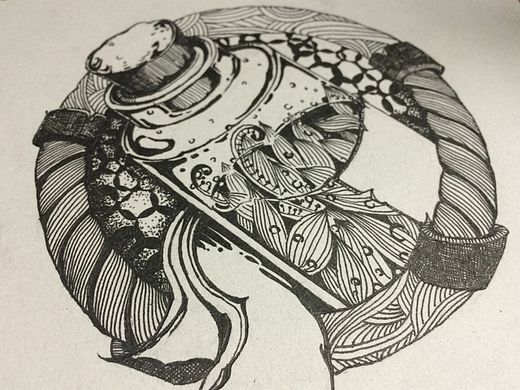 手绘黑白线描游戏图标（药水）
