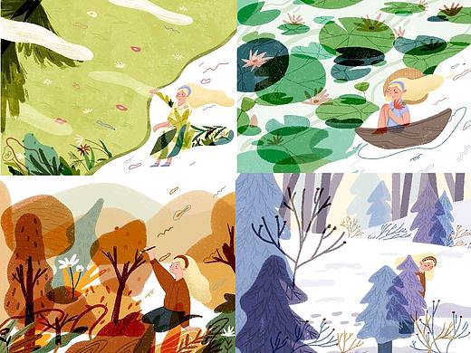 春夏秋冬系列插画