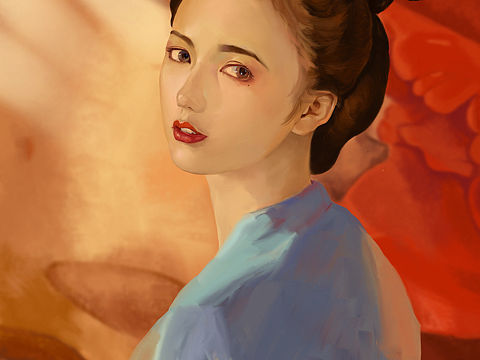 【插画习作】古典型美女