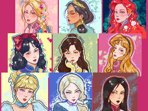 迪士尼公主穿旗袍