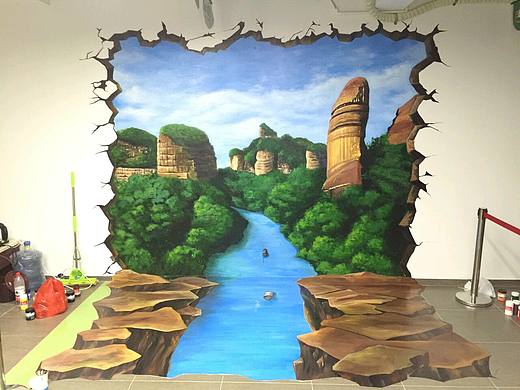 韶关风度中路步行街3D立体画