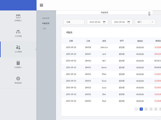 OA功能之一 考勤界面