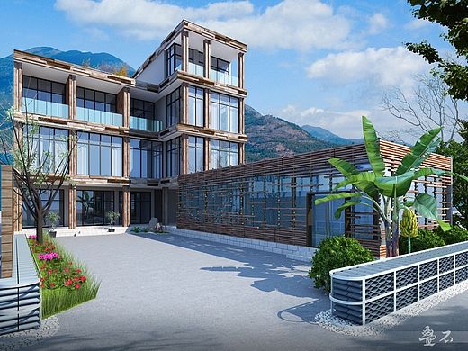 【效果图】大理一家度假酒店建筑外观（个人主页-ZMTI2NzEwMjA=） - 建筑设计 - 站酷设计师ZQ叠石设计原创素材 - 站酷ZCOOL