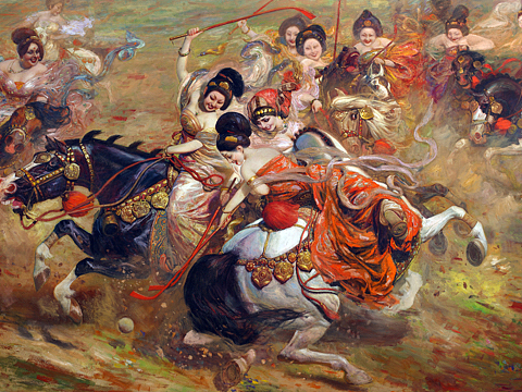 油画作品《马球》