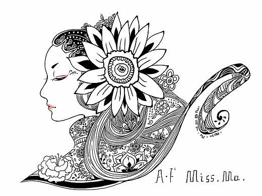 黑白装饰插画