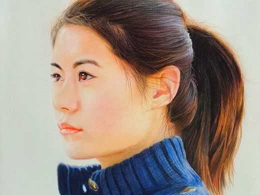 冀晓伟彩铅画《花子》