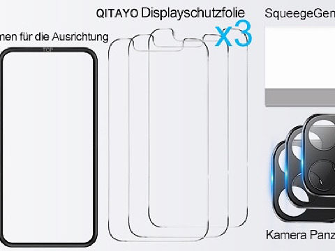 iphone 12 Max 钢化膜x2+黑色玻璃镜头膜x3 主副图 德