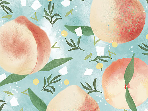 蜜桃乌龙花茶包装插画