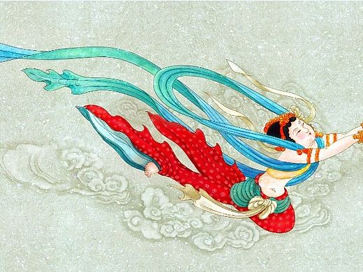 装饰画风格插画《飞天图》 