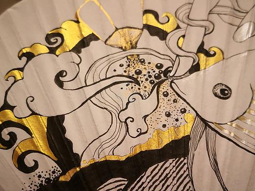 插画扇面、五年之庆。