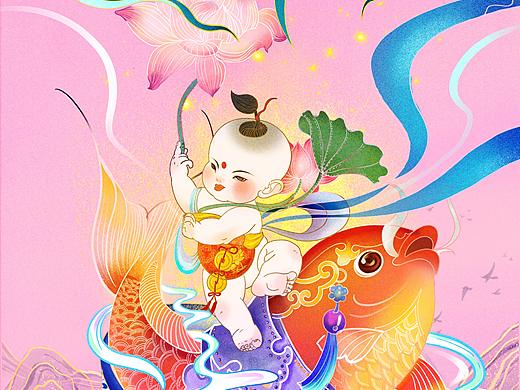 【procreate插画】新年系列第一弹_年年有余（个人主页-ZNDIzNjQyMjg=） - 艺术插画 - 站酷设计师echoos7原创素材 - 站酷ZCOOL
