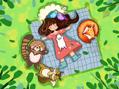 林中小憩（個(gè)人主頁(yè)-ZNjg1NDIxODA=） - 藝術(shù)插畫 - 站酷設(shè)計(jì)師六月juneanne原創(chuàng)素材 - 站酷ZCOOL