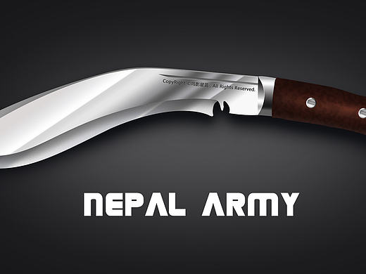 尼泊尔弯刀写实图标 武器矢量插画UI