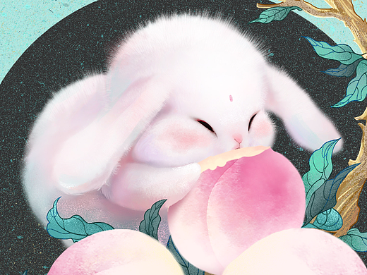 玉兔寿桃（个人主页-ZNjE3NjI0ODA=） - 商业插画 - 站酷设计师咸菜妹原创素材 - 站酷ZCOOL