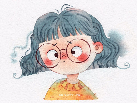 儿插手绘水彩斗斗眼系列小女孩