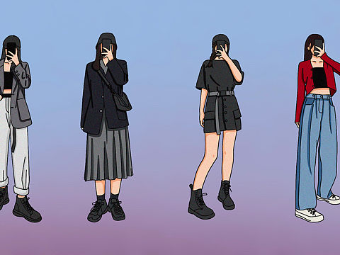 穿搭插画练习