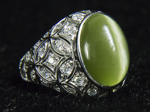 高定男士猫眼戒指 珠宝首饰