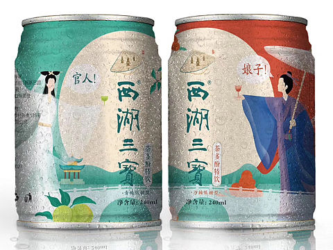 西湖三宝茶多酚饮料包装宣传设计