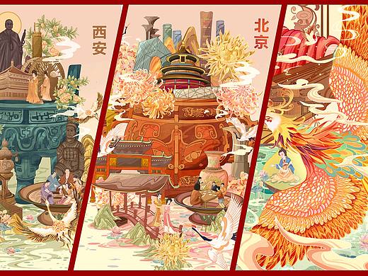 《器皿与城市—西安、北京》《非遗乐器—古琴》｜插画