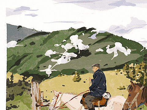 插画|牧马人