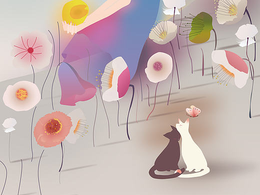 手绘插画《梦游伊甸园》