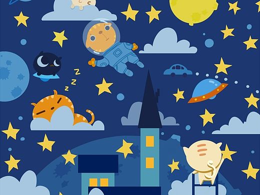 晚安貓咪星球（個(gè)人主頁(yè)-ZMTMyMjk2OTI=） - 圖案 - 站酷設(shè)計(jì)師阿肯啊原創(chuàng)素材 - 站酷ZCOOL