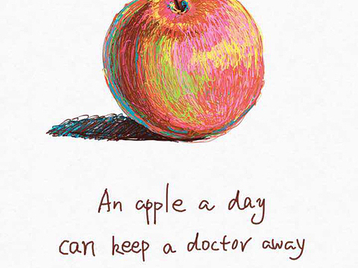 给大家的苹果插画-新锐潮流插画45006年前今年流行色,小清新花语一张