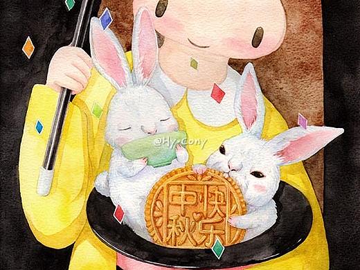 中秋快樂（個(gè)人主頁(yè)-ZMTc1MzM2MDg=） - 藝術(shù)插畫 - 站酷設(shè)計(jì)師HyCony原創(chuàng)素材 - 站酷ZCOOL