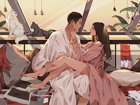 情侣插画定制